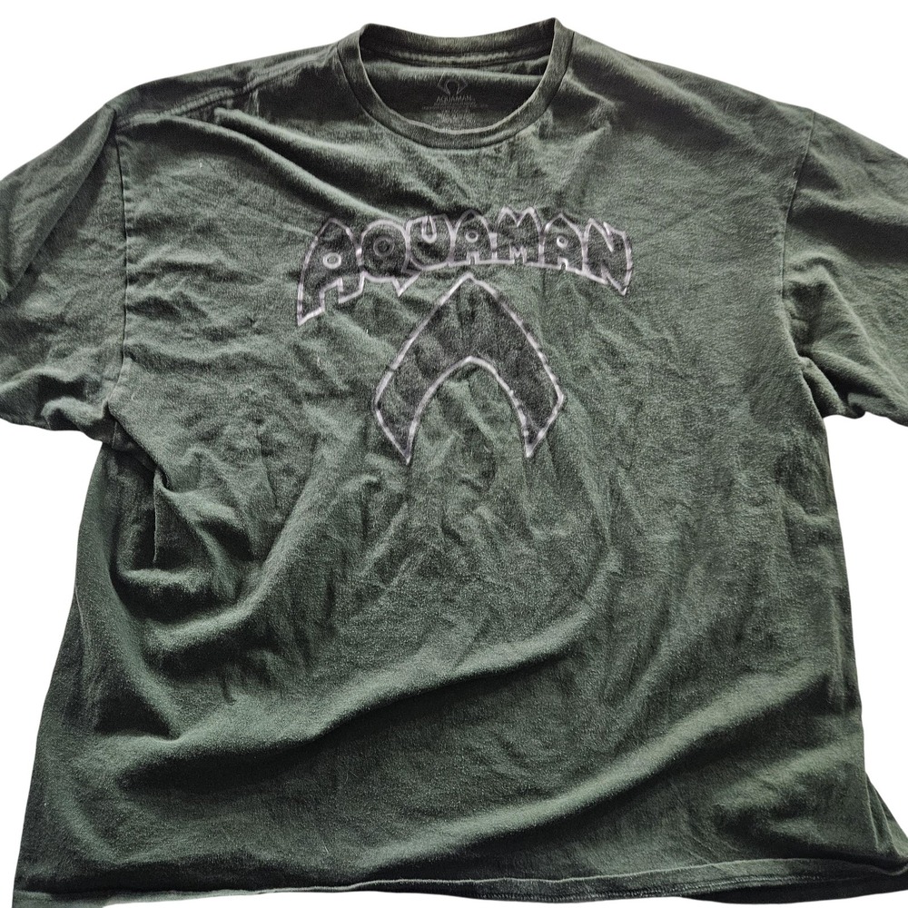 Aquaman Shirt Mens 2XL XXL Green DC Comics Superhero Graphic T-Shirt Crewneck‎